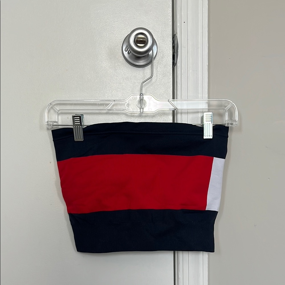 Tommy Hilfiger Red and Blue Colorblock Crop Top